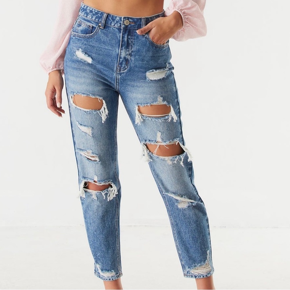 Cropped mom denim jeans